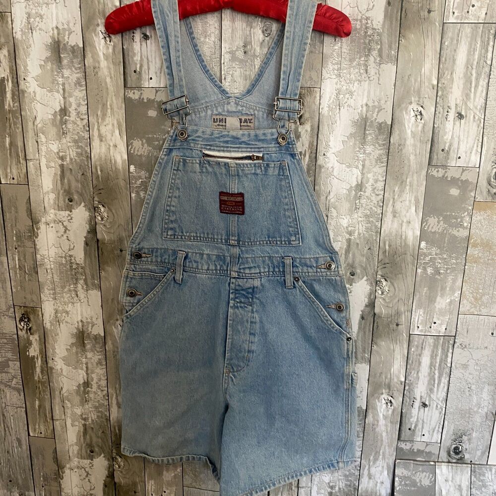 Vtg Union Bay denim overall shorts carpenter pockets S